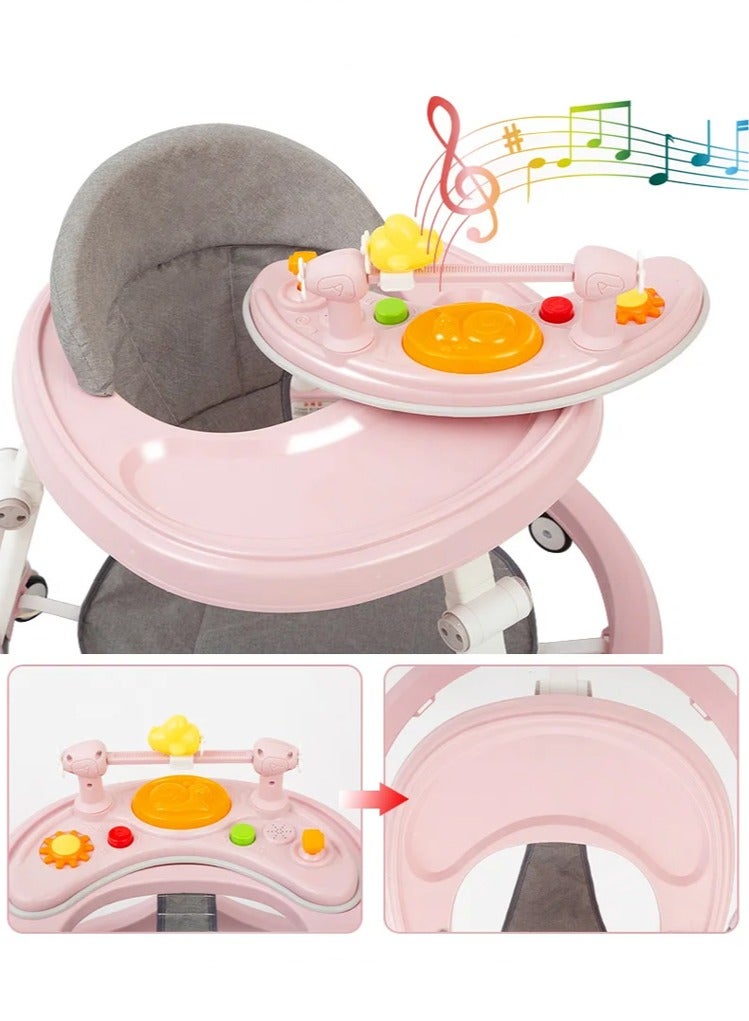 FUN MOMENT Foldable Baby Walker with Wheels, Baby Activity Center with Music and Toy Tray - Grey - Image 5
