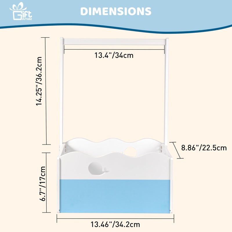 GiftAmaz Blue Wooden Baby Shower Crate Closet, Baby Storage Crate with Handle, Baby Shower Gifts Basket, Baby Welcome Box for Newborn Boys, Pregnancy Gifts for New Parents - Image 3