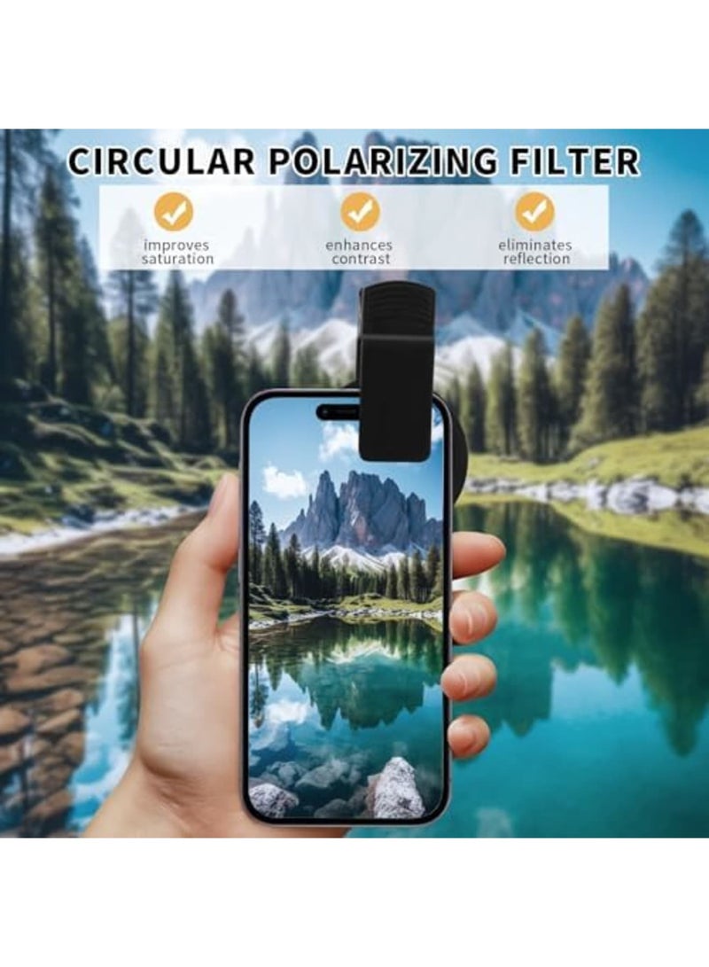 52MM CPL Filter for Phone, Clip-On Circular Polarizing Lens with HD Multi-Coated Optical Glass, Enhances Photo Clarity and Reduces Glare, Compatible with iPhone 16 15 14 and Most Smartphones - Image 5