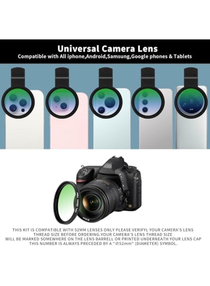 52MM CPL Filter for Phone, Clip-On Circular Polarizing Lens with HD Multi-Coated Optical Glass, Enhances Photo Clarity and Reduces Glare, Compatible with iPhone 16 15 14 and Most Smartphones - Image 2