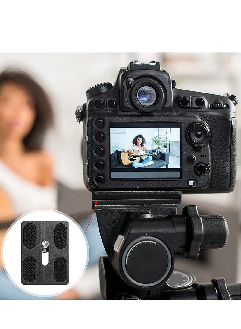 Camera Quick Release Plate PU50 2Pcs Metal Universal Quick Release Plate with 1/4" Screw, Tripod Mount Plate Universal Standard Fits DSLR Camera Tripod Ball Head (Black) - Image 2