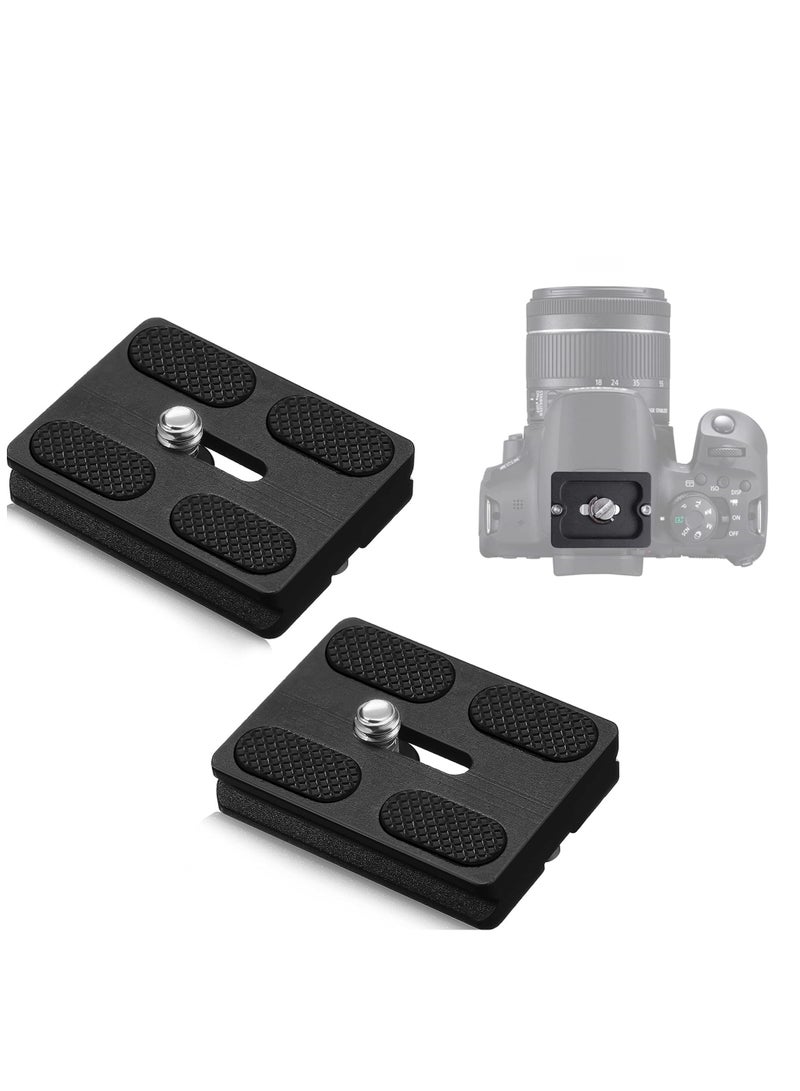 Camera Quick Release Plate PU50 2Pcs Metal Universal Quick Release Plate with 1/4" Screw, Tripod Mount Plate Universal Standard Fits DSLR Camera Tripod Ball Head (Black) - Image 1