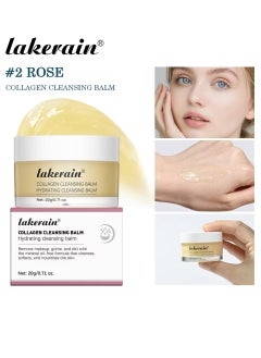 lakerain Collagen Cleansing Balm Remove Makeup Grime and Dirt Cleansing Balm that Cleanses Softens and Nourishes Skin Face Cleanser and Makeup Remover Hydrating Cleansing Balm Face Cream 20g Rose 02  - Image 2