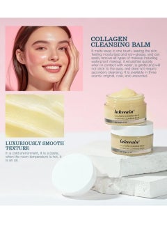 lakerain Collagen Cleansing Balm Remove Makeup Grime and Dirt Cleansing Balm that Cleanses Softens and Nourishes Skin Face Cleanser and Makeup Remover Hydrating Cleansing Balm Face Cream 20g Rose 02  - Image 3