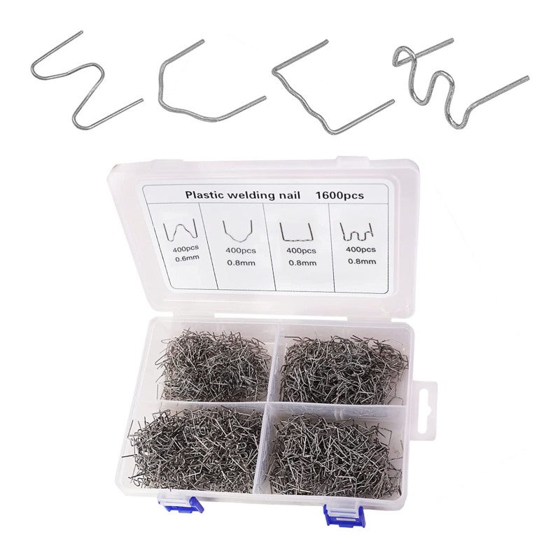 Plastic Repair Welding Staples: 1600PCS Pre-cut Stainless Steel Wave Staples - With Separate Storage Box for Automotive Plastic Repair, Car Bumper & Nylon PVC ABS Plastic Welding - Image 1
