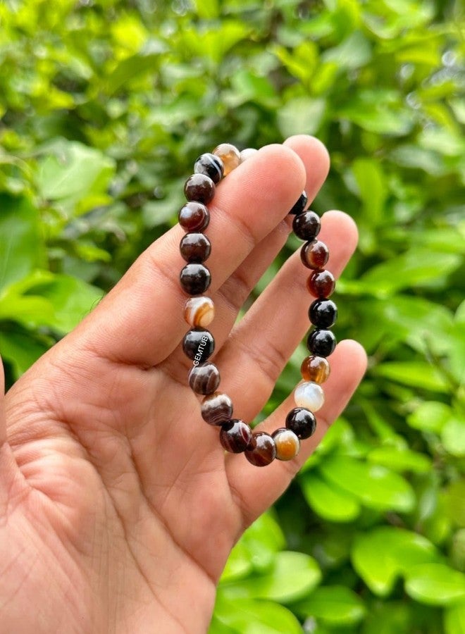 GEMTUB Natural Sulemani Hakik Bracelet with 8 MM Bead Size for Men and Women For Reiki Healing and Crystal Healing - Image 4