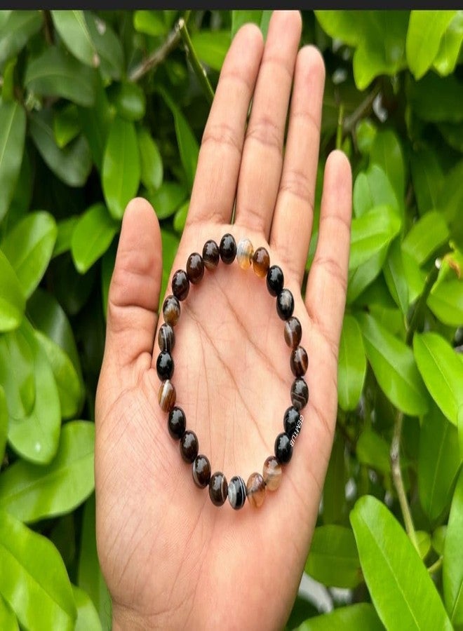 GEMTUB Natural Sulemani Hakik Bracelet with 8 MM Bead Size for Men and Women For Reiki Healing and Crystal Healing - Image 3
