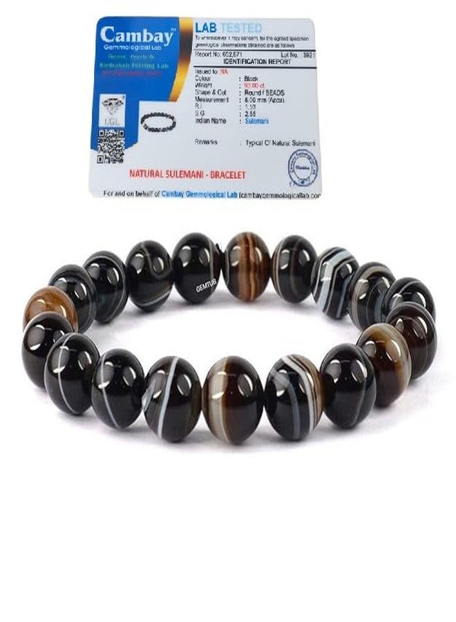 GEMTUB Natural Sulemani Hakik Bracelet with 8 MM Bead Size for Men and Women For Reiki Healing and Crystal Healing - Image 1