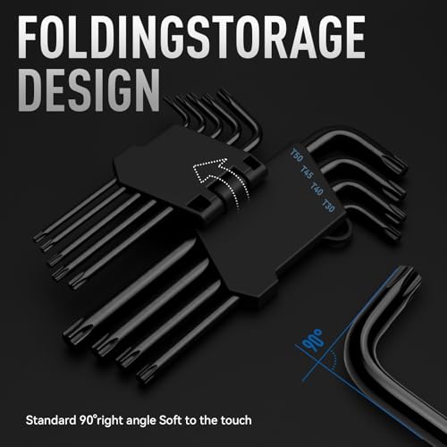 DISEN 9 Pieces Torx Star Allen Wrench Set, Long Arm Star Key Set T10-T50, Chrome Vanadium Steel - Image 5