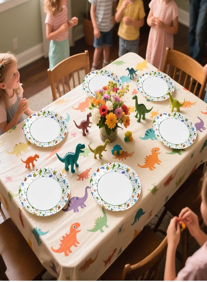 Grencian 100 Pcs Kids Dinosaur Plates Dinosaur-Themed Disposable Heavy Duty Paper Plates 9" Round Large Dino Plate for Boys Kids Dino Lovers Birthday Baby Shower BBQ Graduation Party Decor - Image 5