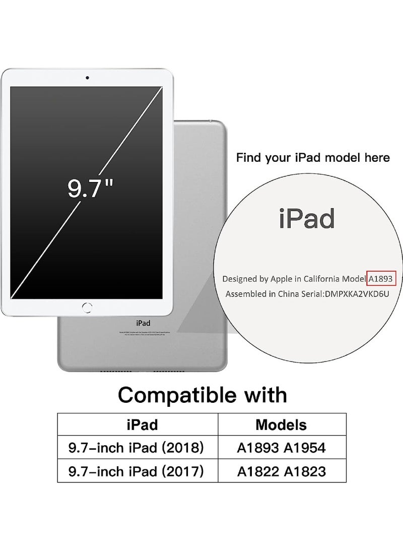 Rock Pow Case for iPad 9.7-Inch (6th/5th Generation 2018/2017) with Pencil Holder Clear Transparent Back Shell Slim Stand Shockproof Tablet Cover Auto Wake/Sleep - Image 2
