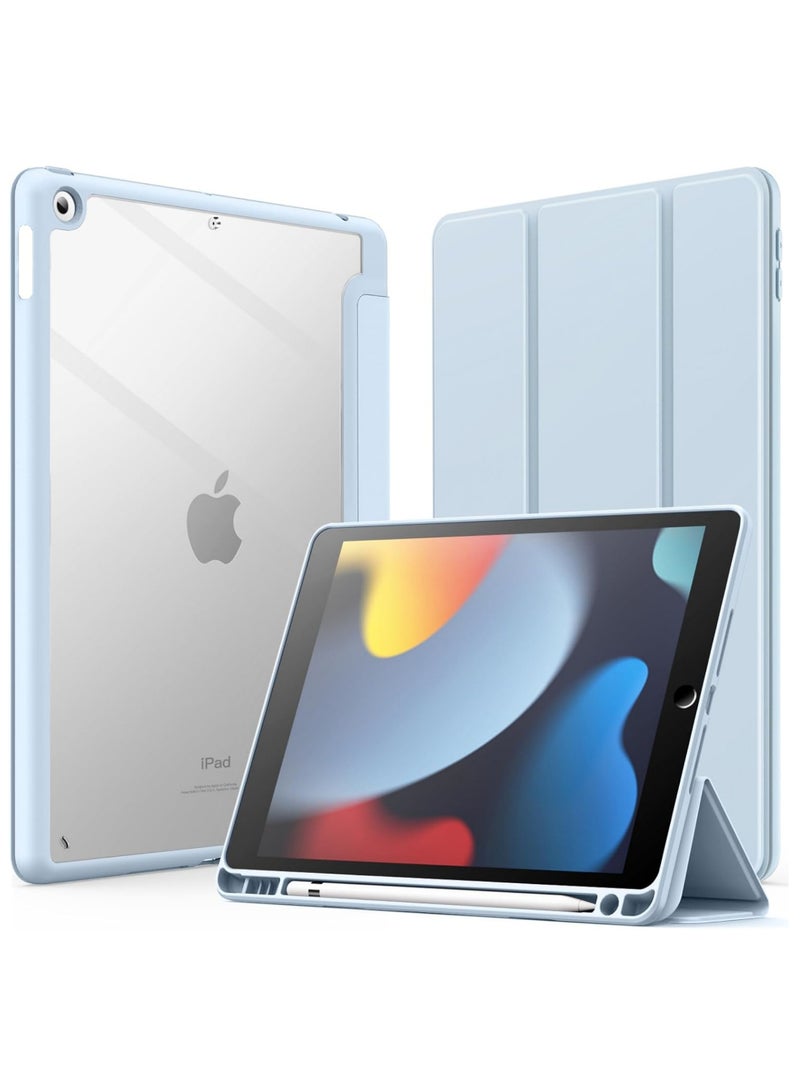 Rock Pow Case for iPad 9.7-Inch (6th/5th Generation 2018/2017) with Pencil Holder Clear Transparent Back Shell Slim Stand Shockproof Tablet Cover Auto Wake/Sleep - Image 1