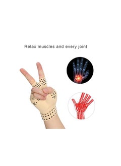 WYBOT Arthritis Anti-edema Magnetic Gloves Rheumatoid Hand Pain Health Compression Therapy(Beige)  - Image 3