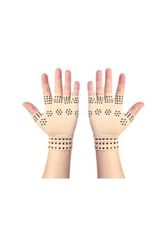 WYBOT Arthritis Anti-edema Magnetic Gloves Rheumatoid Hand Pain Health Compression Therapy(Beige)  - Image 1