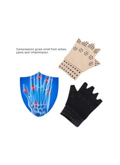 WYBOT Arthritis Anti-edema Magnetic Gloves Rheumatoid Hand Pain Health Compression Therapy(Beige)  - Image 5