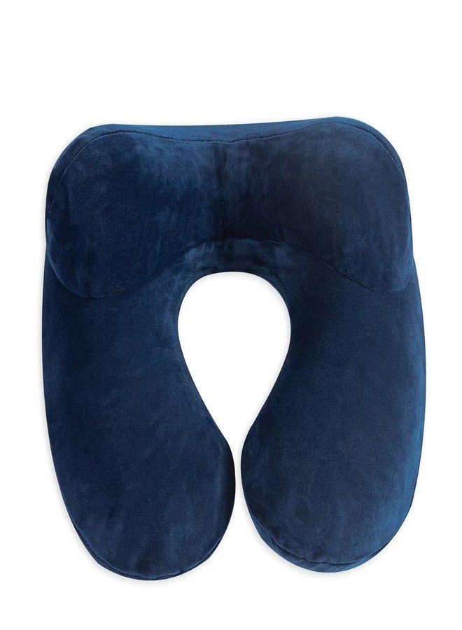 Makimoo Inflatable Travel Pillow, Neck Pillow Support for Traveling, Airplanes, Cars, and Offices with Compact Carrying Bag, Soft Velvet Washable Cover, Ideal for Adult Sleepers (Blue) - Image 2