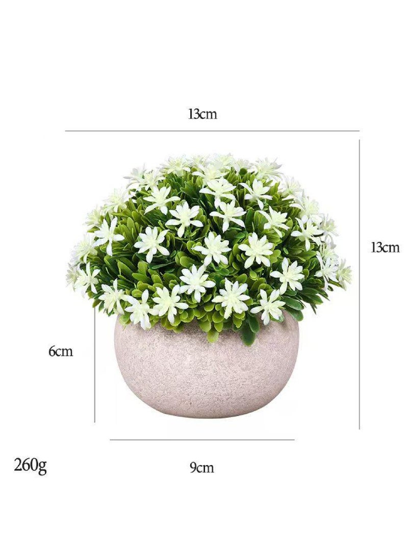 Rock Pow 2Pcs Mini Topiary Faux Plants Indoor- Small Fake Plants Decor Magnolia Home Office Desk Cubicle Farmhouse Kitchen Bookshelf Bedroom Bathroom Decor, Aloe Vera Zen Garden  - Image 2