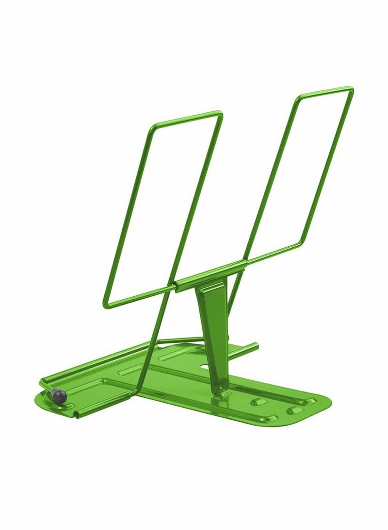 Metal Book Stand for Desk, Adjustable Reading Rest Book Holder, Portable Cookbook Documents Holder, Sturdy Typing Stand for Recipes, Textbooks, Tablet, Music Books with Page Clips - Image 2