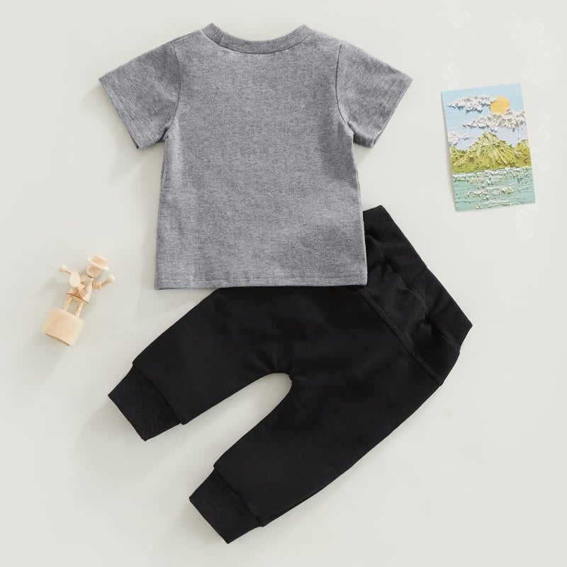 Gureui Toddler Baby Boy Easter Outfit 18-24 Months Forget the Bunnies I'm Chasing Hunnies Crewneck Short Sleeve T-Shirt Top Pants Summer Clothes - Image 5
