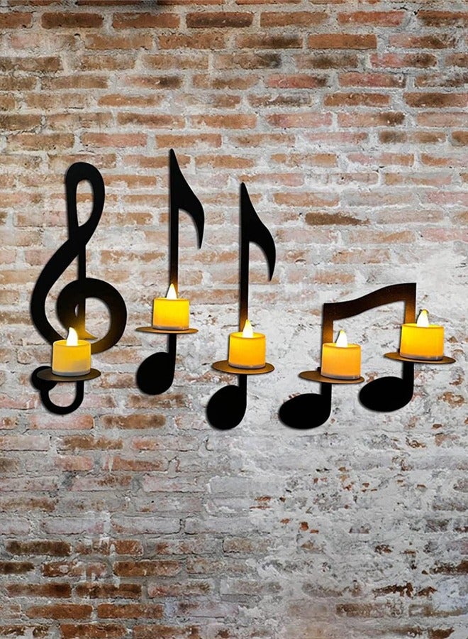 Set of 4 PCS Iron Musical Symbols Candlestick Holders, Wall Decor, Wall Art for Home, Shop, Patio, Porch, Art Space (Black) - Image 4