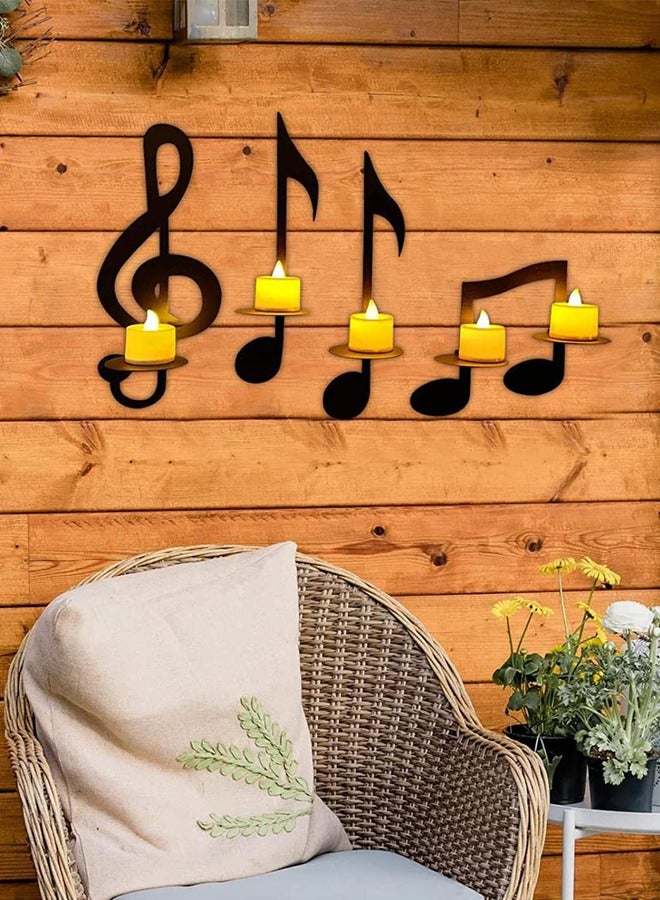 Set of 4 PCS Iron Musical Symbols Candlestick Holders, Wall Decor, Wall Art for Home, Shop, Patio, Porch, Art Space (Black) - Image 5