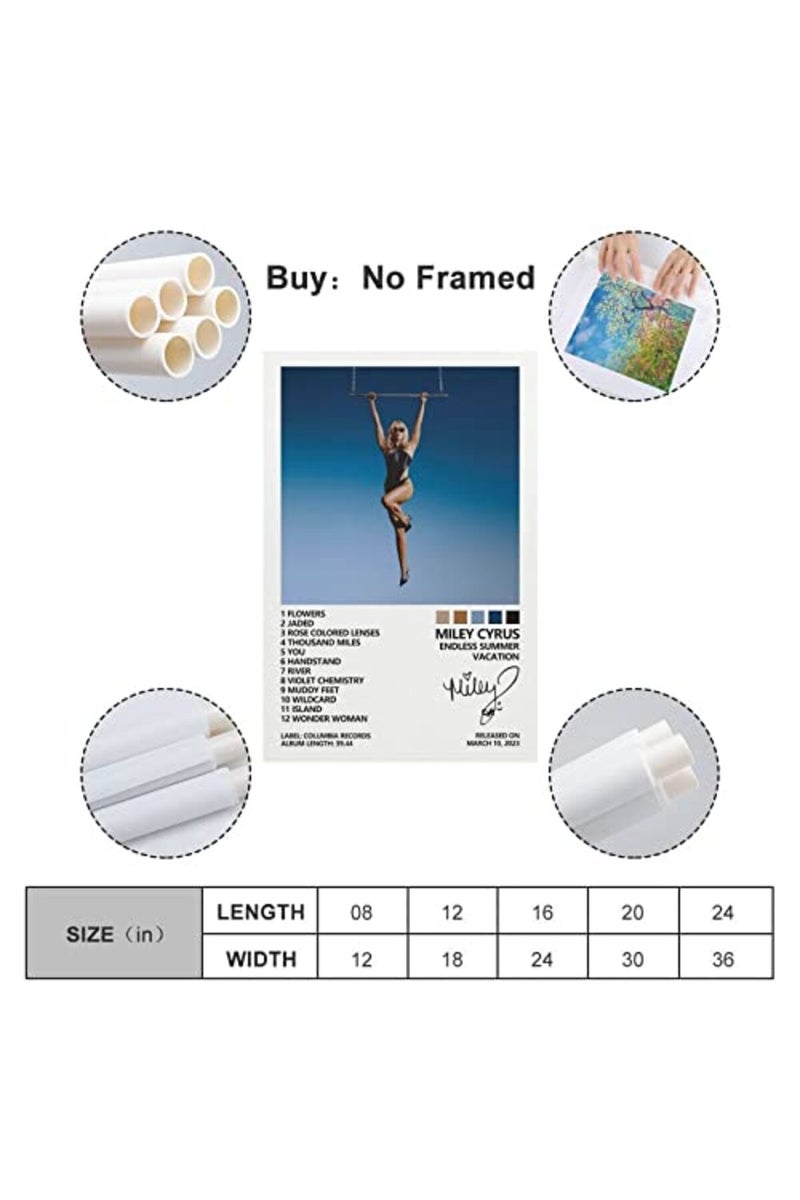 SUANYE Miley Cyrus Poster Endless Summer Vacation Album Cover Poster for Bedroom Canvas Art Poster and Wall Decor Picture 12x18inch(30x45cm) - Image 3