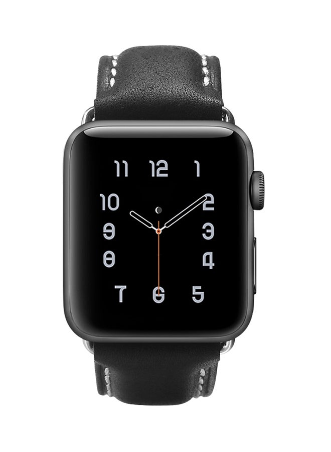 TraMx Leather Replacement Band For Apple Watch Series 1/2/3 - 42mm Black - Image 3