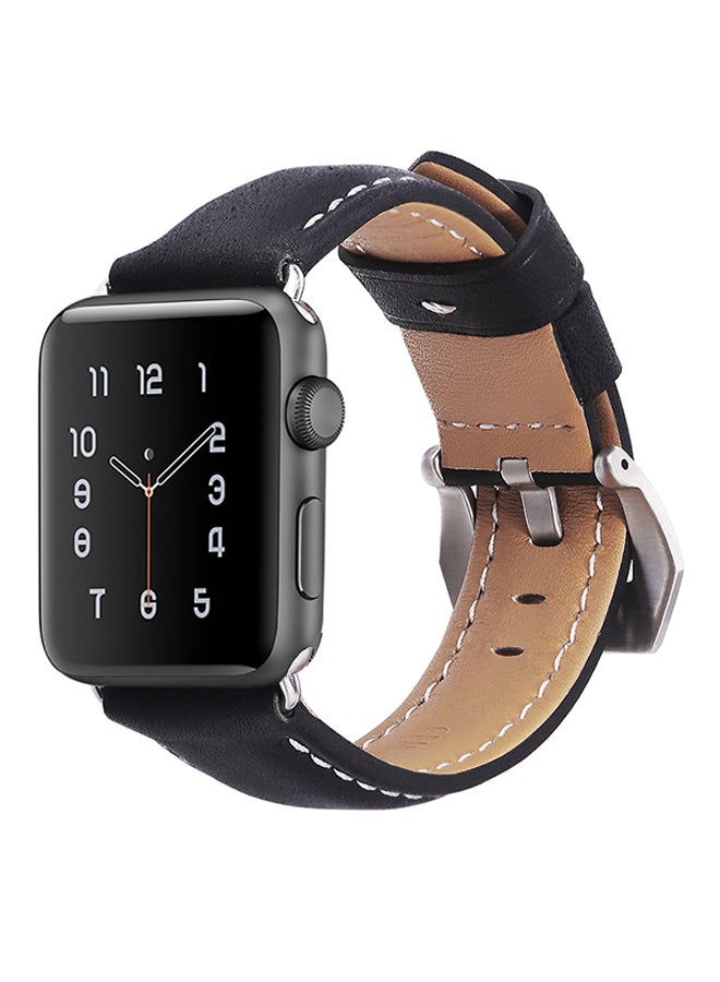 TraMx Leather Replacement Band For Apple Watch Series 1/2/3 - 42mm Black - Image 2