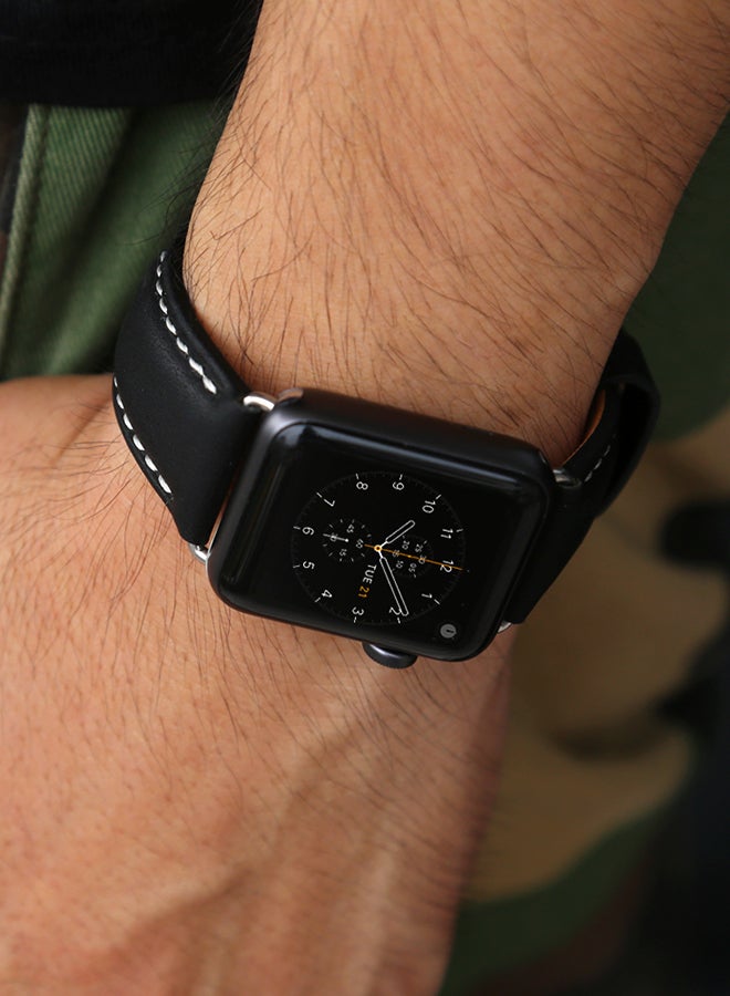 TraMx Leather Replacement Band For Apple Watch Series 1/2/3 - 42mm Black - Image 5