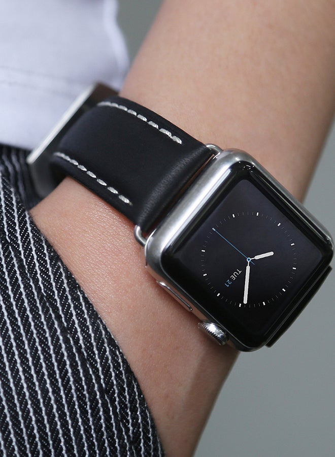 TraMx Leather Replacement Band For Apple Watch Series 1/2/3 - 42mm Black - Image 4