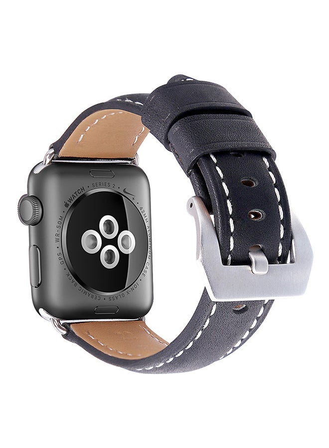 TraMx Leather Replacement Band For Apple Watch Series 1/2/3 - 42mm Black - Image 1