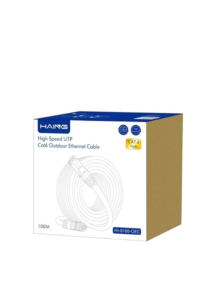 Haing كابل إيثرنت خارجي UTP Cat 6 HI-0701-OEC عالي السرعة 100 متر