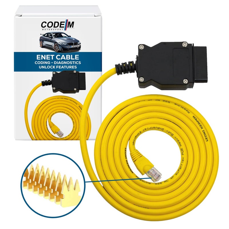 ENET Cable OBD2 for BMW F G i Series Coding E SYS ISTA ICOM Bootmod3 Bimmercode Compatible Heavy Duty Cable for CarPlay Activation OEM RJ45