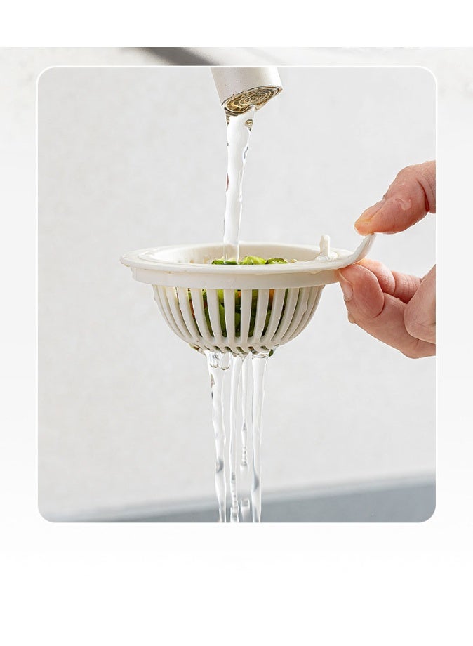 هومستر سلة تصريف بيضاء للمطبخ | مصفاة حوض مانعة للانسداد | تصميم شبكة تصريف دقيقة | مادة بلاستيكية مقاومة للحرارة | استخدام مزدوج للغسل والتصفية | مقبض حمل سهل | منع الروائح والحشرات | أداة تنظيف مطبخ أساسية - Image 3