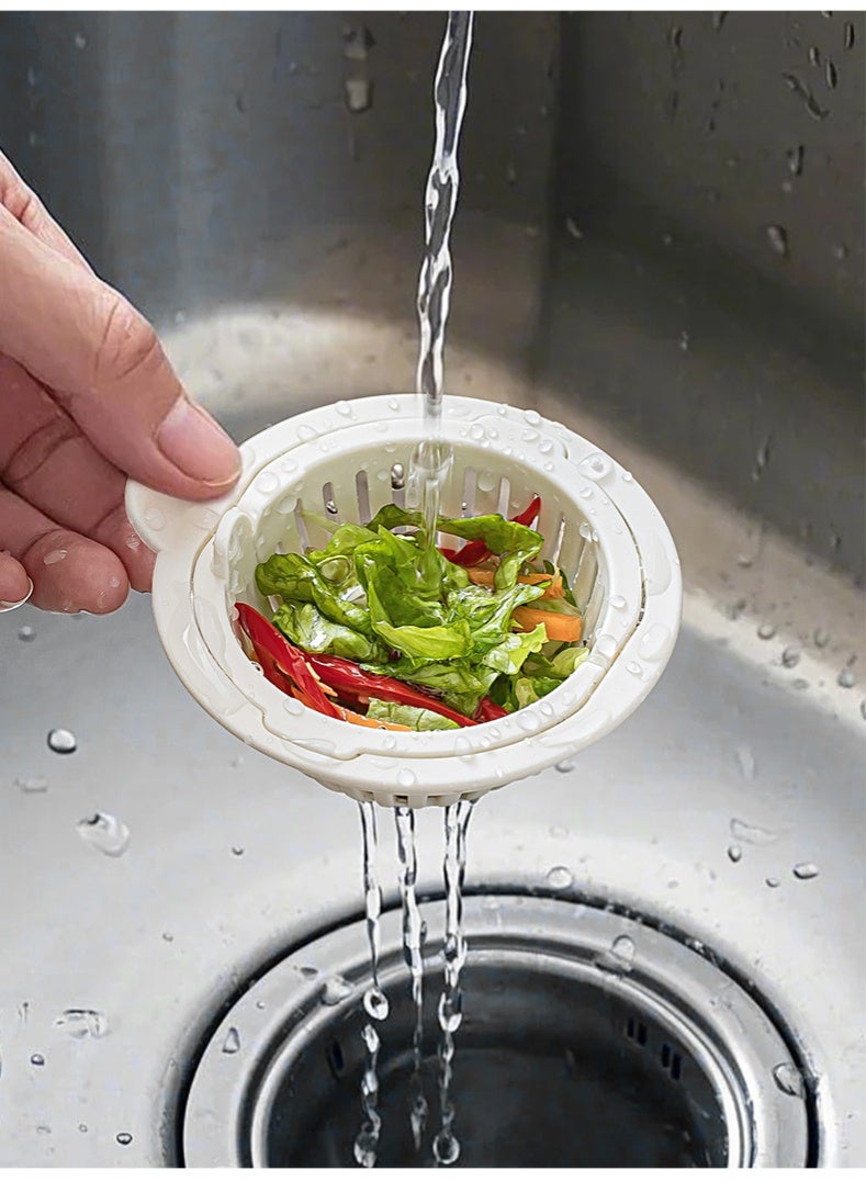 هومستر سلة تصريف بيضاء للمطبخ | مصفاة حوض مانعة للانسداد | تصميم شبكة تصريف دقيقة | مادة بلاستيكية مقاومة للحرارة | استخدام مزدوج للغسل والتصفية | مقبض حمل سهل | منع الروائح والحشرات | أداة تنظيف مطبخ أساسية - Image 5