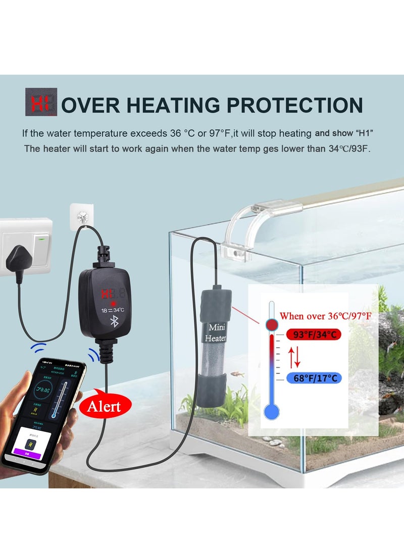 SYOSI - 50W Mini Aquarium Heater with External Temperature Controller, LED Display, Over Temperature Protection, Automatic Powe Off Feature, Suitable for Saltwater and Freshwater Tanks - Image 1