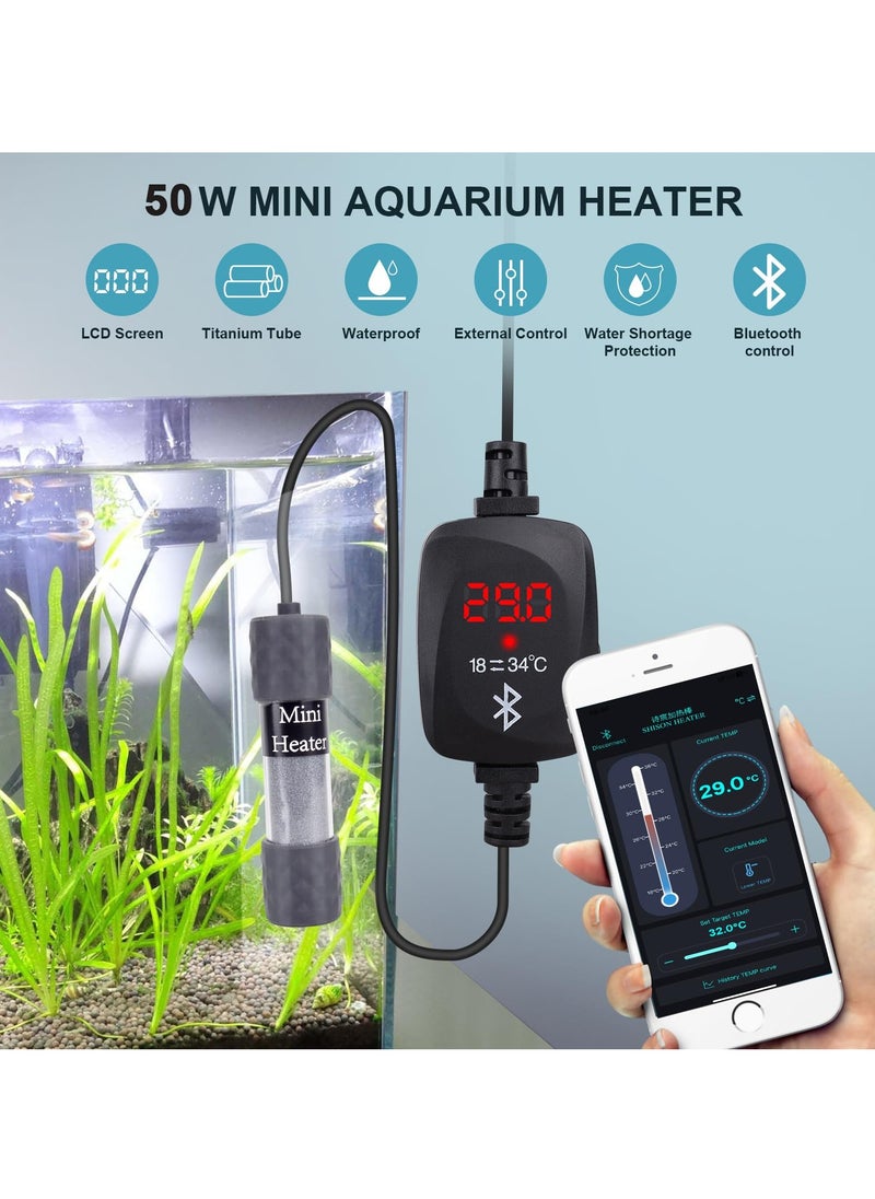 SYOSI - 50W Mini Aquarium Heater with External Temperature Controller, LED Display, Over Temperature Protection, Automatic Powe Off Feature, Suitable for Saltwater and Freshwater Tanks - Image 1