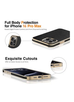 Aookay For iPhone 16 Pro Max Leather Case, Business Luxury Classic PU Leather Elegant Designer Men Cover Soft Non-Slip Grip Phone Cases for iPhone 16 Pro Max  (Black)  - Image 5
