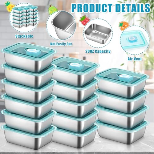 Honbuty Stainless Steel Food Storage Containers with Lids, Leakproof, Oven & Freezer Safe, Meal Prep & Lunch Boxes, Snack Container, Reusable Meal Prep Boxes, School, Office, Picnic (4) - Image 4