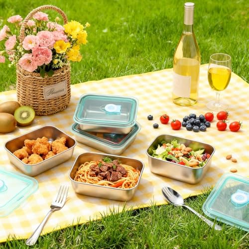 Honbuty Stainless Steel Food Storage Containers with Lids, Leakproof, Oven & Freezer Safe, Meal Prep & Lunch Boxes, Snack Container, Reusable Meal Prep Boxes, School, Office, Picnic (4) - Image 5