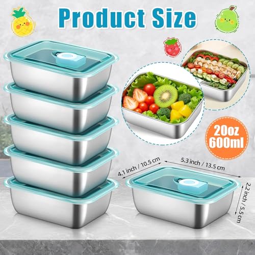 Honbuty Stainless Steel Food Storage Containers with Lids, Leakproof, Oven & Freezer Safe, Meal Prep & Lunch Boxes, Snack Container, Reusable Meal Prep Boxes, School, Office, Picnic (4) - Image 2