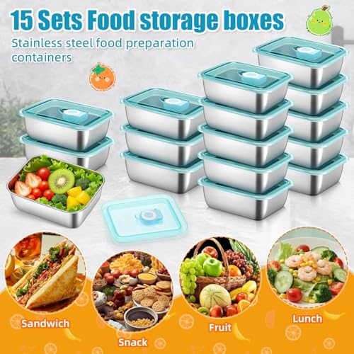 Honbuty Stainless Steel Food Storage Containers with Lids, Leakproof, Oven & Freezer Safe, Meal Prep & Lunch Boxes, Snack Container, Reusable Meal Prep Boxes, School, Office, Picnic (4) - Image 3