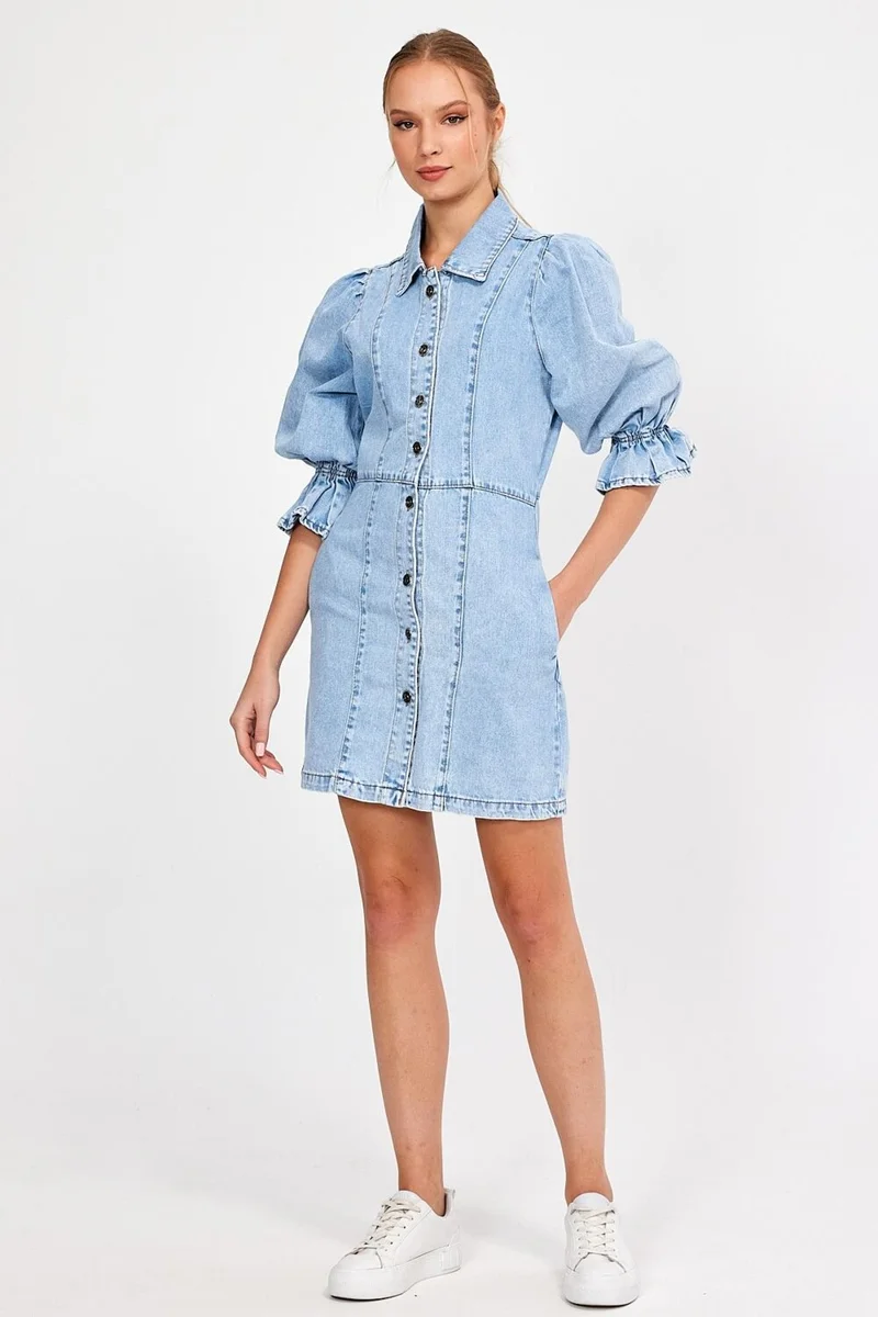 Alexander Gardi Special Collection, Sleeve Detailed Denim Dress (5012)