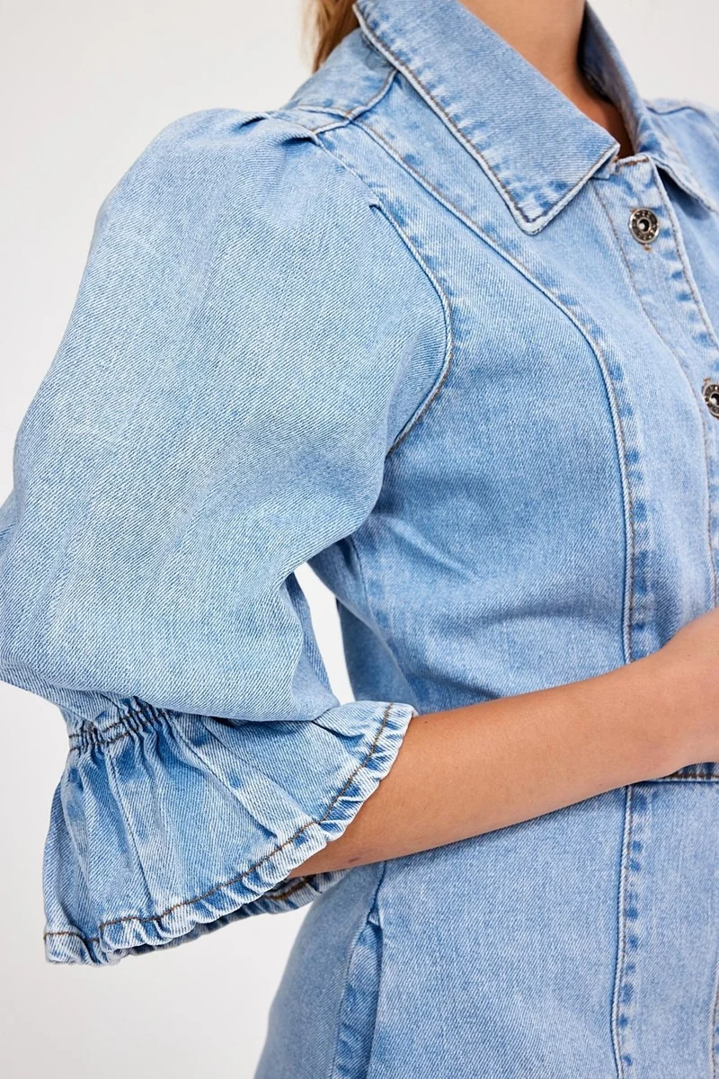 Alexander Gardi Special Collection, Sleeve Detailed Denim Dress (5012)