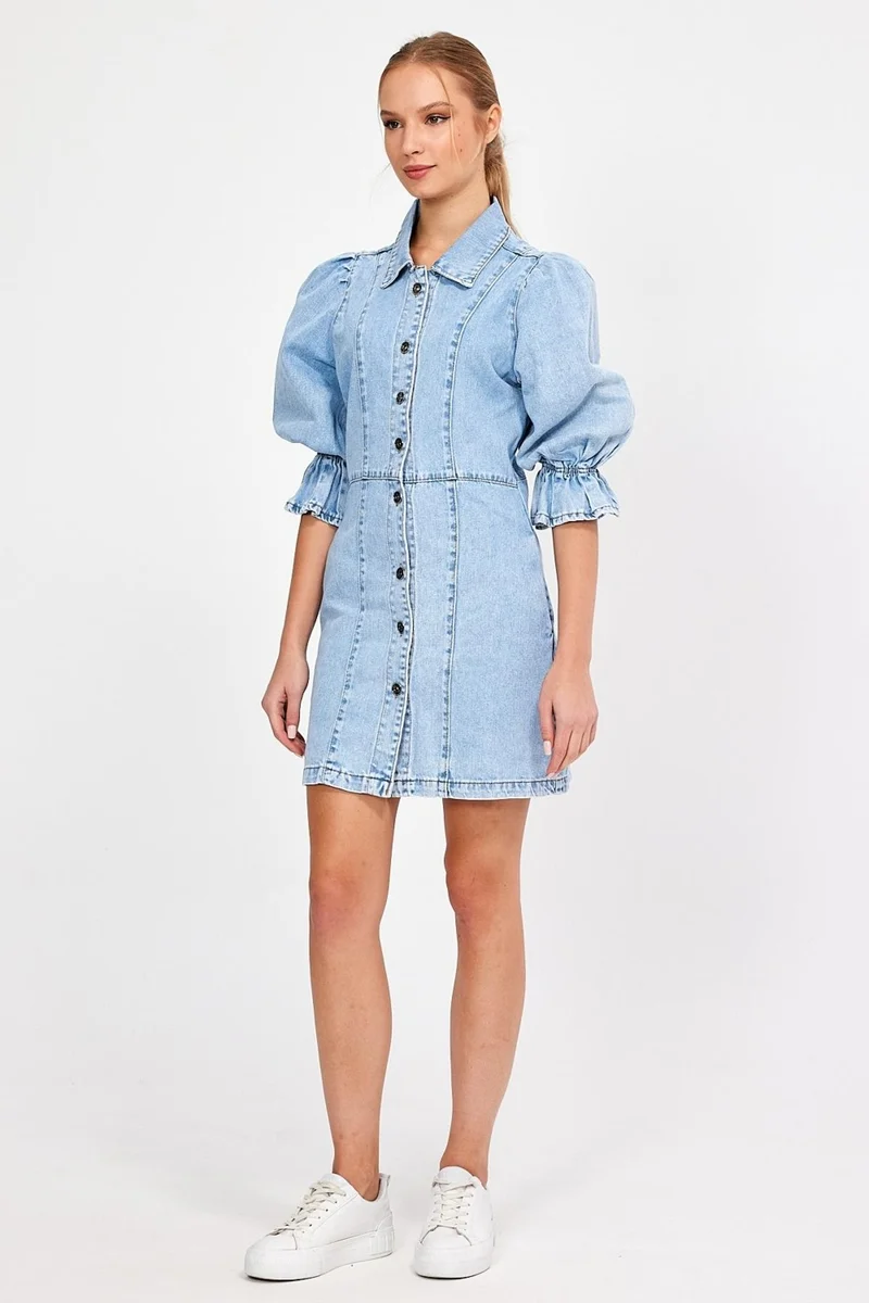 Alexander Gardi Special Collection, Sleeve Detailed Denim Dress (5012)