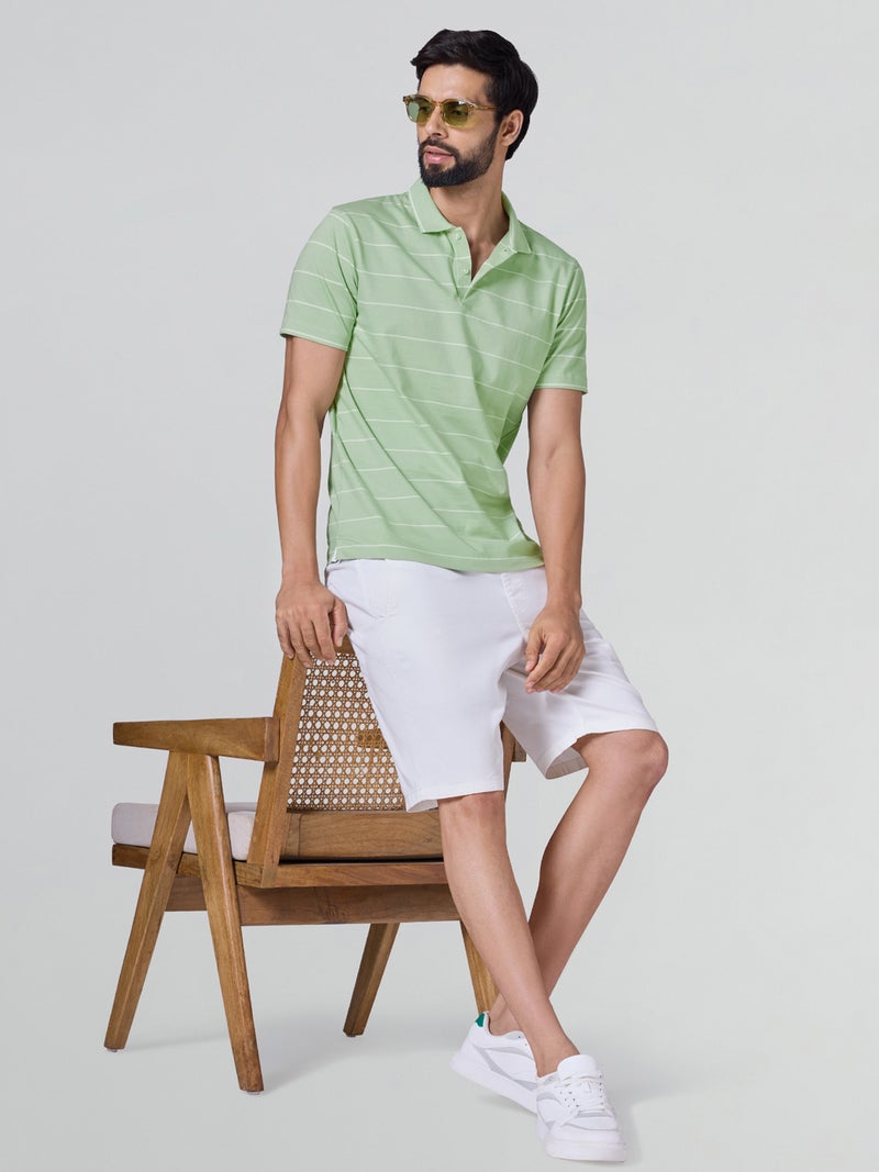 اكس واي اكس اكس تي شيرت بولو رجالي من XYXX Linea مخطط من القطن بأكمام نصفية - Image 2