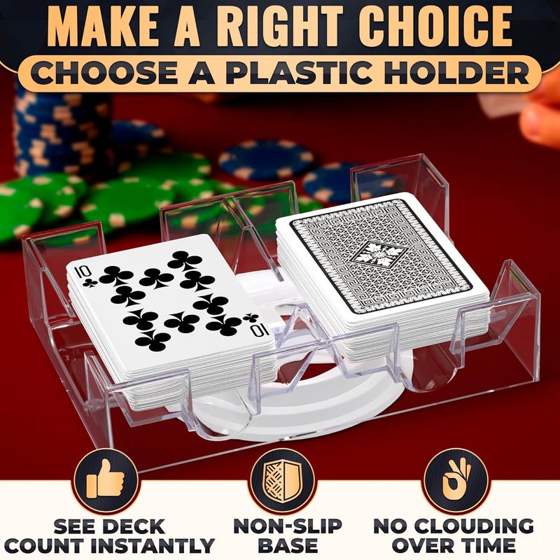 VIKROM Playing Cards Holder Rotating 360° – Compact Plastic Playing Card Tray for Easy Access for 2 Decks with Smooth Rotation | Organizes Multiple Decks for Canasta, Poker and More | Great - Image 3