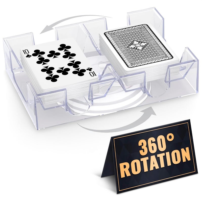 VIKROM Playing Cards Holder Rotating 360° – Compact Plastic Playing Card Tray for Easy Access for 2 Decks with Smooth Rotation | Organizes Multiple Decks for Canasta, Poker and More | Great - Image 1