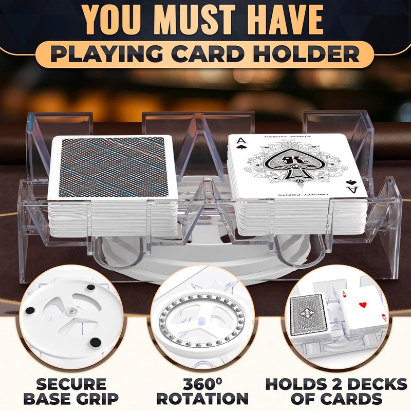 VIKROM Playing Cards Holder Rotating 360° – Compact Plastic Playing Card Tray for Easy Access for 2 Decks with Smooth Rotation | Organizes Multiple Decks for Canasta, Poker and More | Great - Image 4