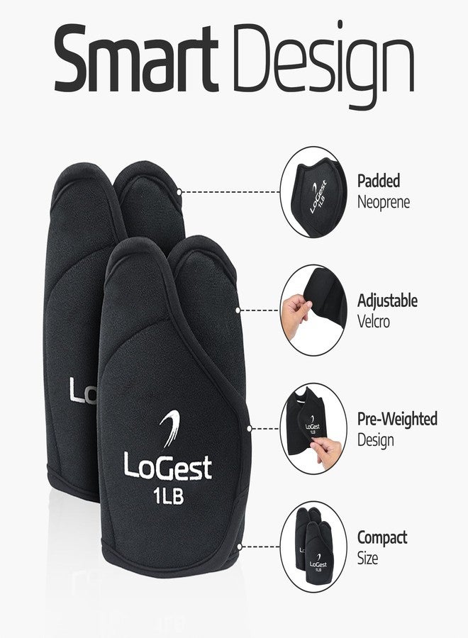 LoGest Foot Weights with Velcro Closures - 1lb, 2lbs, 3lbs, 4lbs - Sold in Pairs Comfortable Secure Padded Neoprene Foot Weight Leg Raises, Leg Curls, Lunges, Calf Raises Physical Therapy (1 LB Pair - Image 2